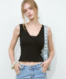 V-neck Lace Trim Tops / Vネックレーストリムトップス