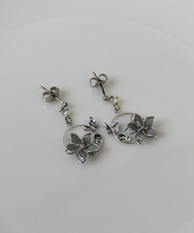 【LA MUE】日本製 パール フラワー×バタフライ サークル ピアス