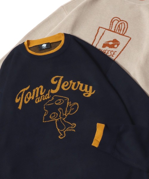 Tom&Jerry(トムアンドジェリー)の「Tom&Jerry/トムとジェリー オーバーサイズ 配色 フェイクレイヤード ジャガード ニット セーター(ニット/セーター・レディース・ベージュ/ブルー/ブラック/ネイビー・LL/L/M)」の3枚目の写真