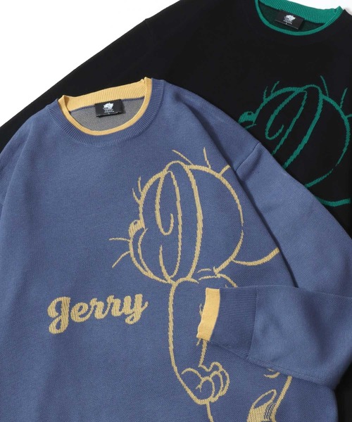 Tom&Jerry(トムアンドジェリー)の「Tom&Jerry/トムとジェリー オーバーサイズ 配色 フェイクレイヤード ジャガード ニット セーター(ニット/セーター・レディース・ベージュ/ブルー/ブラック/ネイビー・LL/L/M)」の4枚目の写真