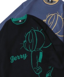 Tom＆Jerry/トムとジェリー オーバーサイズ 配色 フェイクレイヤード ジャガード ニット セーター