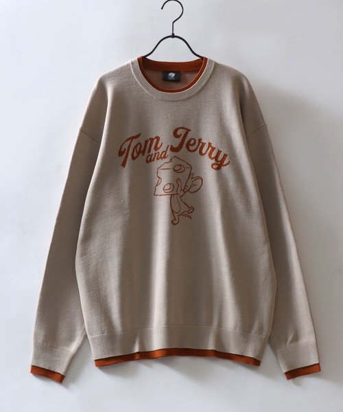 Tom&Jerry(トムアンドジェリー)の「Tom&Jerry/トムとジェリー オーバーサイズ 配色 フェイクレイヤード ジャガード ニット セーター(ニット/セーター・レディース・ベージュ/ブルー/ブラック/ネイビー・LL/L/M)」の10枚目の写真