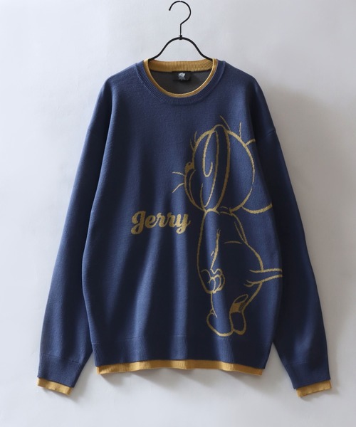 Tom&Jerry(トムアンドジェリー)の「Tom&Jerry/トムとジェリー オーバーサイズ 配色 フェイクレイヤード ジャガード ニット セーター(ニット/セーター・レディース・ベージュ/ブルー/ブラック/ネイビー・LL/L/M)」の7枚目の写真