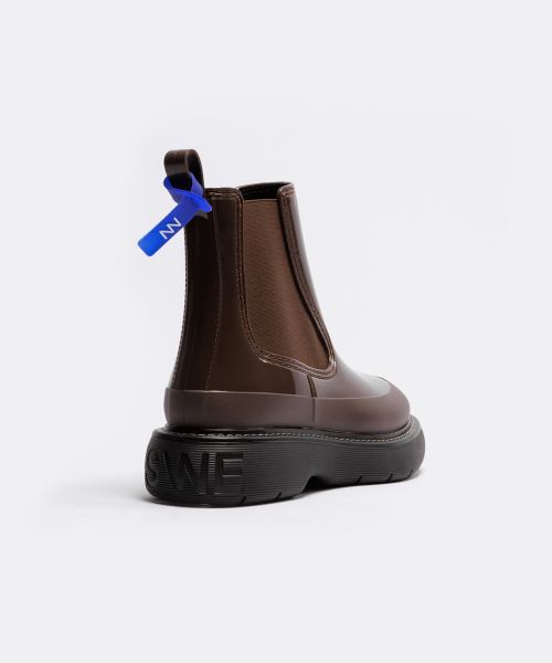 NSWE（ヌシェ）の「LAGOM チェルシーレインブーツ 5CM (カラントブラウン) -NSW201CW（レインシューズ・レディース・ブラウン・6.5/6/9/8.5/7.5）」の4枚目の写真
