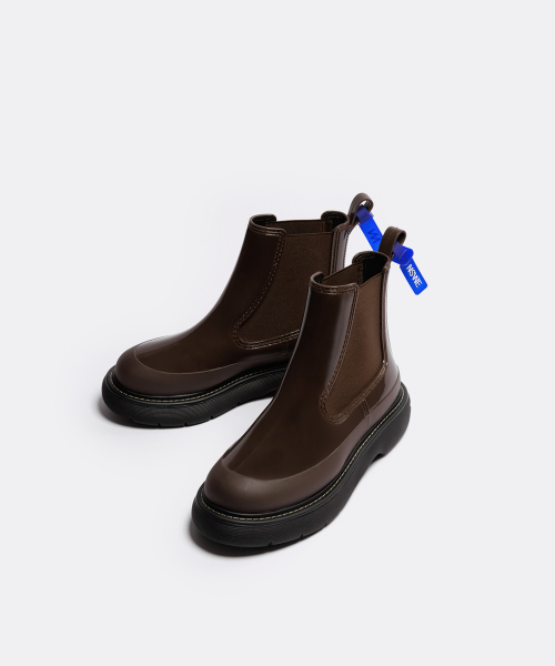 NSWE（ヌシェ）の「LAGOM チェルシーレインブーツ 5CM (カラントブラウン) -NSW201CW（レインシューズ・レディース・ブラウン・6.5/6/9/8.5/7.5）」の5枚目の写真