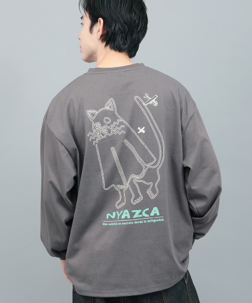 チチカカ(チチカカ)の「おばけニャスカロングTシャツ【ユニセックス】(Tシャツ/カットソー・メンズ・チャコールグレー/オートミール・FREE)」の2枚目の写真