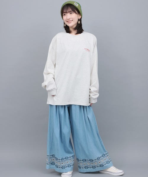 チチカカ(チチカカ)の「おばけニャスカロングTシャツ【ユニセックス】(Tシャツ/カットソー・メンズ・チャコールグレー/オートミール・FREE)」の5枚目の写真