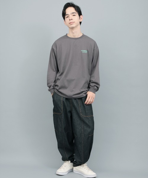 チチカカ(チチカカ)の「おばけニャスカロングTシャツ【ユニセックス】(Tシャツ/カットソー・メンズ・チャコールグレー/オートミール・FREE)」の3枚目の写真