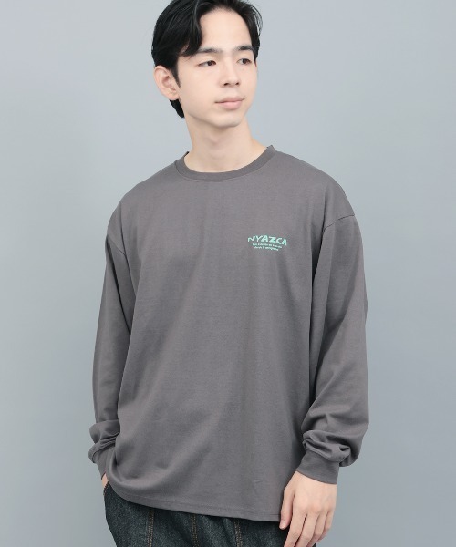 チチカカ(チチカカ)の「おばけニャスカロングTシャツ【ユニセックス】(Tシャツ/カットソー・メンズ・チャコールグレー/オートミール・FREE)」の4枚目の写真