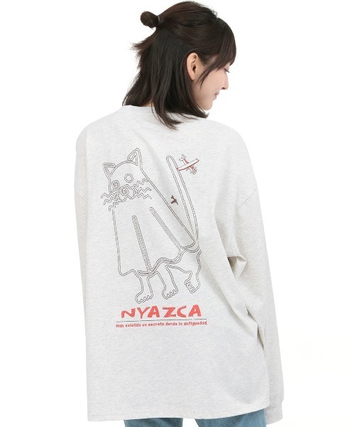 チチカカ(チチカカ)の「おばけニャスカロングTシャツ【ユニセックス】(Tシャツ/カットソー・メンズ・チャコールグレー/オートミール・FREE)」の8枚目の写真