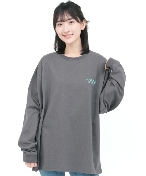 チチカカ(チチカカ)の「おばけニャスカロングTシャツ【ユニセックス】(Tシャツ/カットソー・メンズ・チャコールグレー/オートミール・FREE)」の9枚目の写真