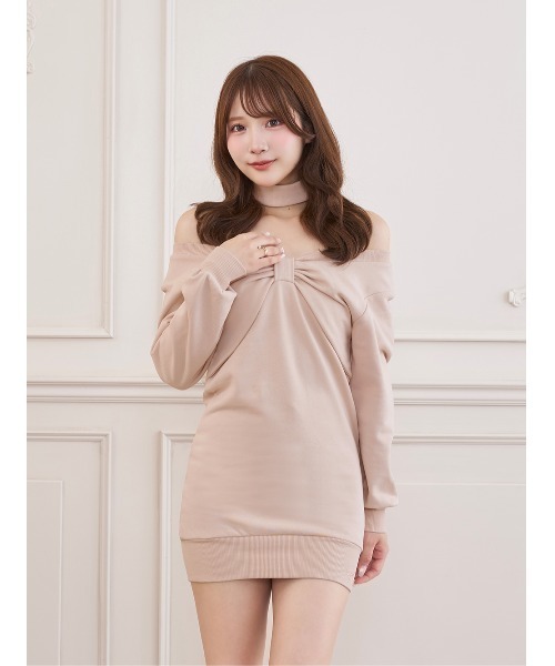 Darich（ダーリッチ）の「オフショルリボンデザインミニワンピース