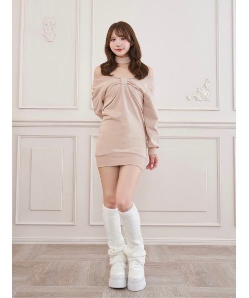 Darich（ダーリッチ）の「オフショルリボンデザインミニワンピース