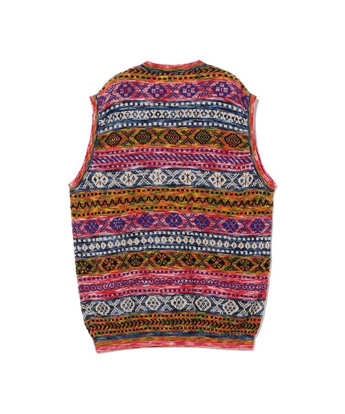 fennica(フェニカ)の「COOHEM / 3D FAIR ISLE KNIT VEST(ベスト・メンズ・レッド/ブラウン・LARGE)」の6枚目の写真