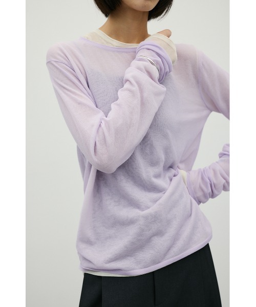 STYLEMIXER(スタイルミキサー)の「シアースキンニットトップ(ニット/セーター・レディース・パープル/アイボリー/ブラック/ライトグレー・FREE)」の4枚目の写真