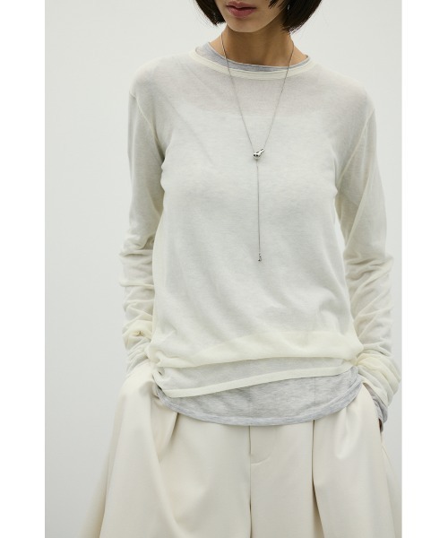 STYLEMIXER(スタイルミキサー)の「シアースキンニットトップ(ニット/セーター・レディース・パープル/アイボリー/ブラック/ライトグレー・FREE)」の2枚目の写真