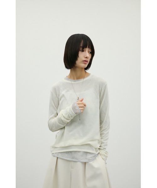 STYLEMIXER(スタイルミキサー)の「シアースキンニットトップ(ニット/セーター・レディース・パープル/アイボリー/ブラック/ライトグレー・FREE)」の9枚目の写真