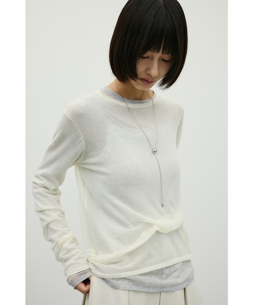 STYLEMIXER(スタイルミキサー)の「シアースキンニットトップ(ニット/セーター・レディース・パープル/アイボリー/ブラック/ライトグレー・FREE)」の10枚目の写真