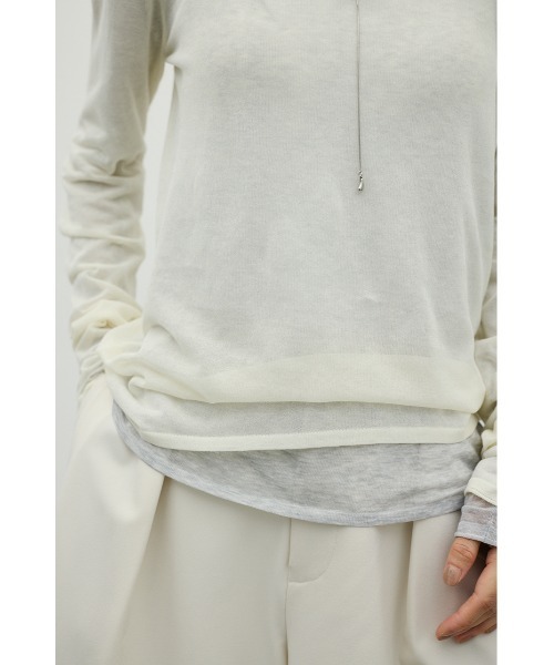 STYLEMIXER(スタイルミキサー)の「シアースキンニットトップ(ニット/セーター・レディース・パープル/アイボリー/ブラック/ライトグレー・FREE)」の14枚目の写真