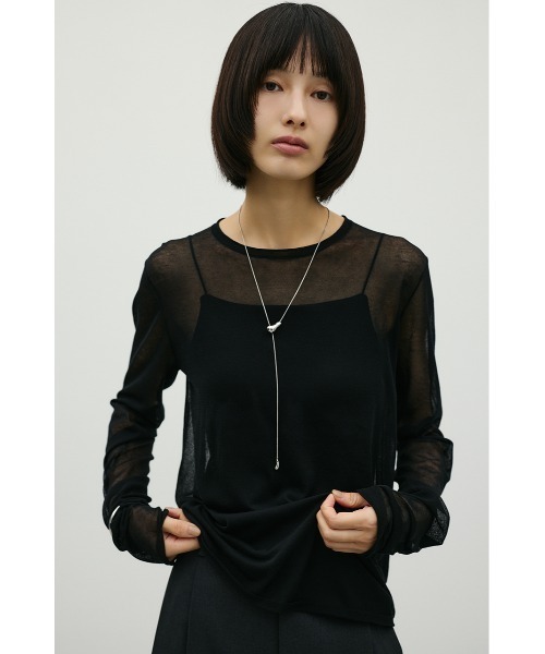 STYLEMIXER(スタイルミキサー)の「シアースキンニットトップ(ニット/セーター・レディース・パープル/アイボリー/ブラック/ライトグレー・FREE)」の19枚目の写真