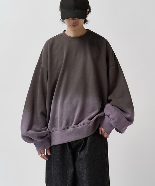 Lui's(ルイス)の「【Neucon】GRADATION BLEACH OVER SWEAT / グラデーションブリーチオーバースウェットプルオーバー(スウェット・メンズ・グレー/ブラック・2/1)」の20枚目の写真