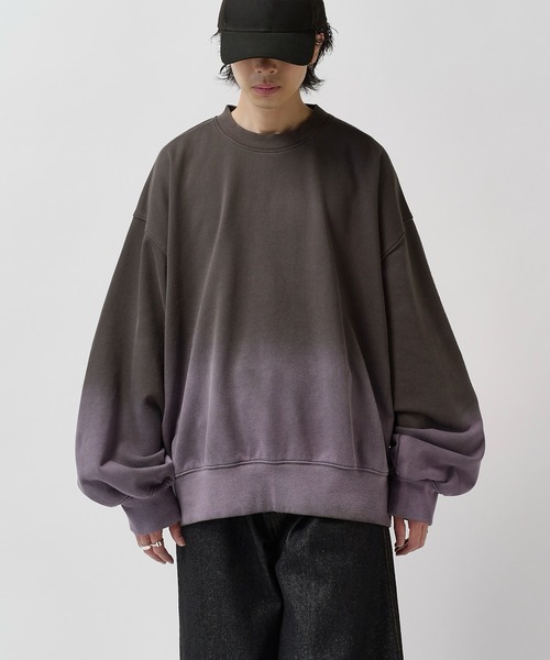 Lui's(ルイス)の「【Neucon】GRADATION BLEACH OVER SWEAT / グラデーションブリーチオーバースウェットプルオーバー(スウェット・メンズ・グレー/ブラック・2/1)」の19枚目の写真