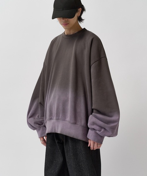 Lui's(ルイス)の「【Neucon】GRADATION BLEACH OVER SWEAT / グラデーションブリーチオーバースウェットプルオーバー(スウェット・メンズ・グレー/ブラック・2/1)」の21枚目の写真