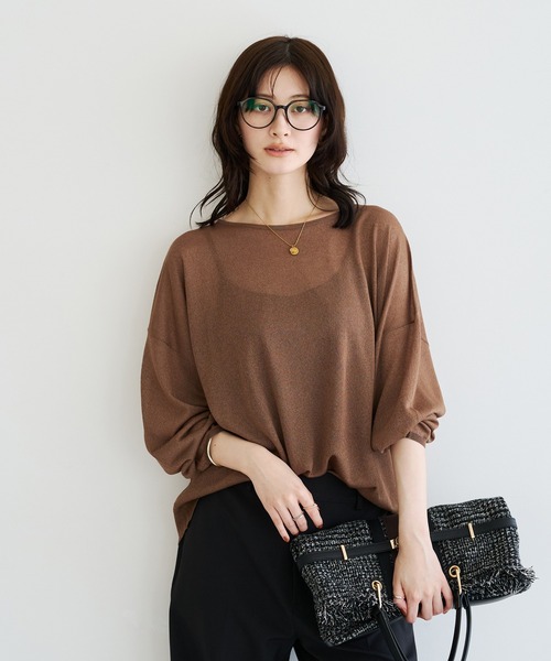 YECCA VECCA(イェッカヴェッカ)の「シアーニットプルオーバー(ニット/セーター・レディース・ブラウン/ブラック/ライトベージュ・FREE)」の5枚目の写真