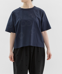 ぐるぐるプリント布帛半袖Tシャツ