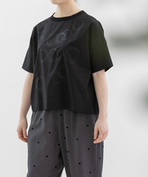 ぐるぐるプリント布帛半袖Tシャツ