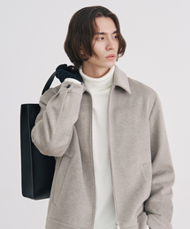 ADHOC（アドホック）の「男性ポリブラシベーシックジップアップブルゾン (LT-BEIGE) (HBAUJ40)（ブルゾン）」