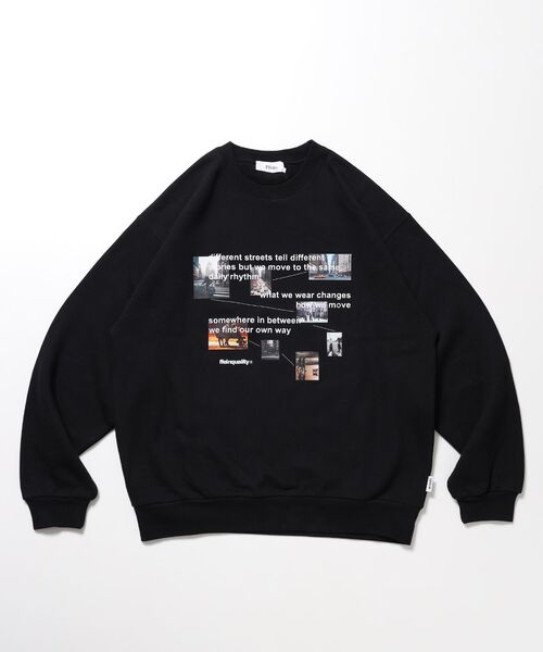 FFEIN(フェイン)の「【FFEIN(フェイン)】ヘビーウエイトエディトリアルロゴスウェット / スウェット クルーネック フォトプリント 裏起毛 ユニセックス(スウェット・メンズ・ダークネイビー/アッシュグレー/ダークブラウン/ブラック/バーガンディー・MEDIUM/SMALL/LARGE)」の2枚目の写真