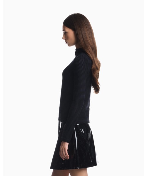 EMPORIO ARMANI(エンポリオアルマーニ)の「【エンポリオ アルマーニ】レギュラーフィット ボーダー柄 クルーネックセーター(ニット/セーター・レディース・ブルー系その他/セージグリーン・SMALL/LARGE/MEDIUM)」の10枚目の写真