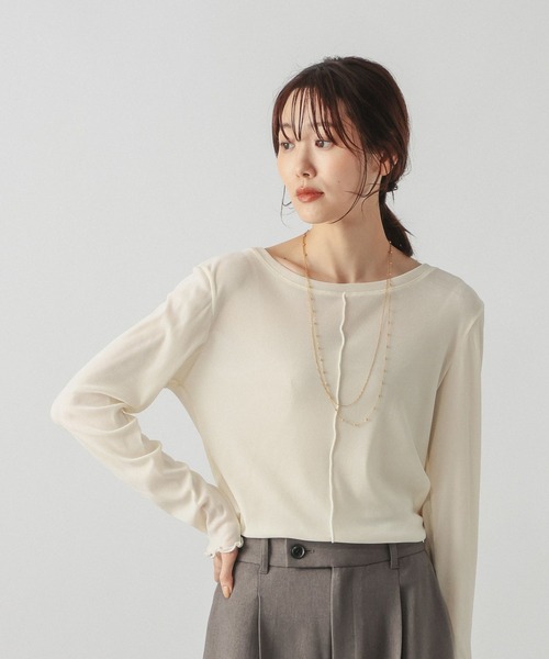 GLOBAL WORK(グローバルワーク)の「チュールフロッキー2WAYプルオーバー/1046122(Tシャツ/カットソー・レディース・ライトグレー/ブラック/アイボリー・MEDIUM/LARGE)」の3枚目の写真