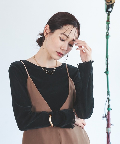 GLOBAL WORK(グローバルワーク)の「チュールフロッキー2WAYプルオーバー/1046122(Tシャツ/カットソー・レディース・ライトグレー/ブラック/アイボリー・MEDIUM/LARGE)」の2枚目の写真