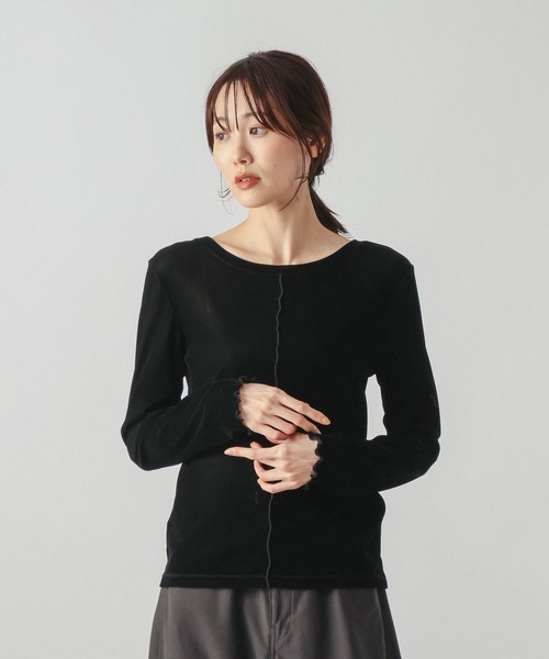 GLOBAL WORK(グローバルワーク)の「チュールフロッキー2WAYプルオーバー/1046122(Tシャツ/カットソー・レディース・ライトグレー/ブラック/アイボリー・MEDIUM/LARGE)」の5枚目の写真