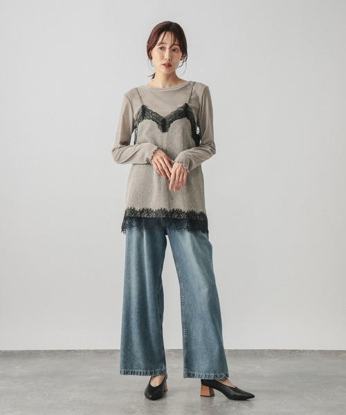 GLOBAL WORK(グローバルワーク)の「チュールフロッキー2WAYプルオーバー/1046122(Tシャツ/カットソー・レディース・ライトグレー/ブラック/アイボリー・MEDIUM/LARGE)」の7枚目の写真