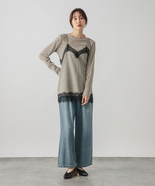 GLOBAL WORK(グローバルワーク)の「チュールフロッキー2WAYプルオーバー/1046122(Tシャツ/カットソー・レディース・ライトグレー/ブラック/アイボリー・MEDIUM/LARGE)」の8枚目の写真