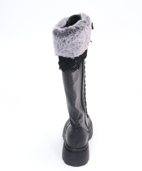 axes femme(アクシーズファム)の「ファー付レースロングブーツ(ブーツ・レディース・ダークブラウン/ブラック・MEDIUM/LARGE)」の6枚目の写真