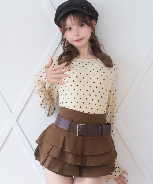 Mejoul（メジュール）の「【2026秋冬新作】前後2wayドットシアートップス（Tシャツ/カットソー・レディース・ブラウン/ベージュ/ホワイト・F）」の3枚目の写真