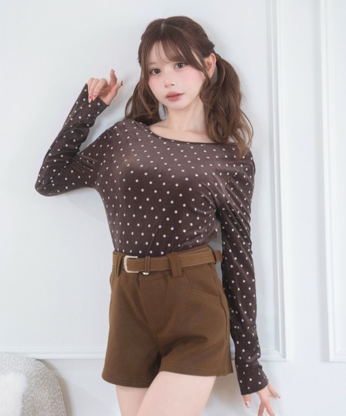 Mejoul（メジュール）の「【2026秋冬新作】前後2wayドットシアートップス（Tシャツ/カットソー・レディース・ブラウン/ベージュ/ホワイト・F）」の9枚目の写真