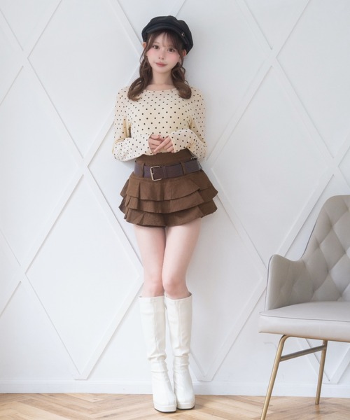 Mejoul（メジュール）の「【2026秋冬新作】前後2wayドットシアートップス（Tシャツ/カットソー・レディース・ブラウン/ベージュ/ホワイト・F）」の20枚目の写真