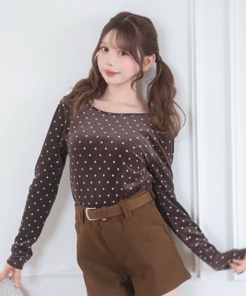 Mejoul（メジュール）の「【2026秋冬新作】前後2wayドットシアートップス（Tシャツ/カットソー・レディース・ブラウン/ベージュ/ホワイト・F）」の11枚目の写真