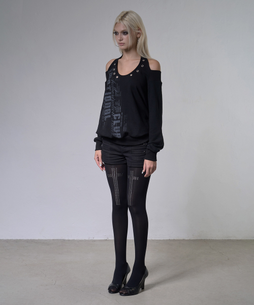 FANCY CLUB(ファンシークラブ)の「アイレットホルターネックスウェット オフショルダー (BLACK) F26ZB534(スウェット・レディース・その他・FREE)」の5枚目の写真