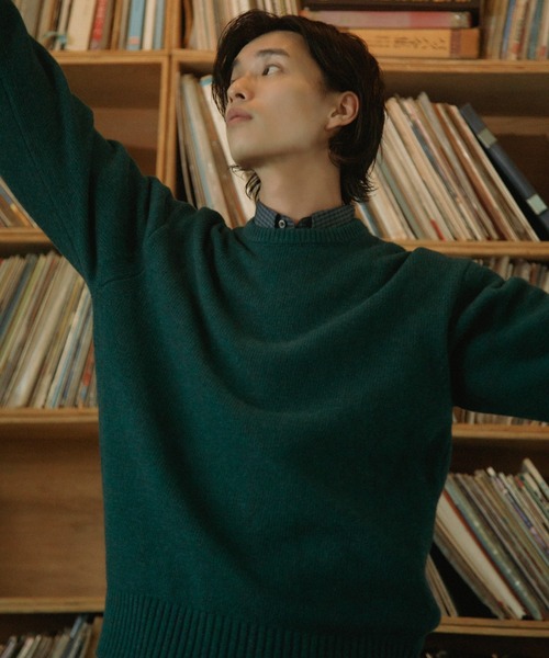 URBAN RESEARCH DOORS（アーバンリサーチドアーズ）の「Lamb Wool Crew-Neck Knit（ニット/セーター・メンズ・チャコールグレー/オレンジ/グリーン・LARGE/MEDIUM）」の5枚目の写真