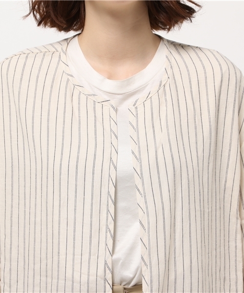 cepo（セポ）の「ノーカラースリットコート（ノーカラージャケット・レディース・ネイビー/ベージュ/アイボリー・MEDIUM）」の7枚目の写真