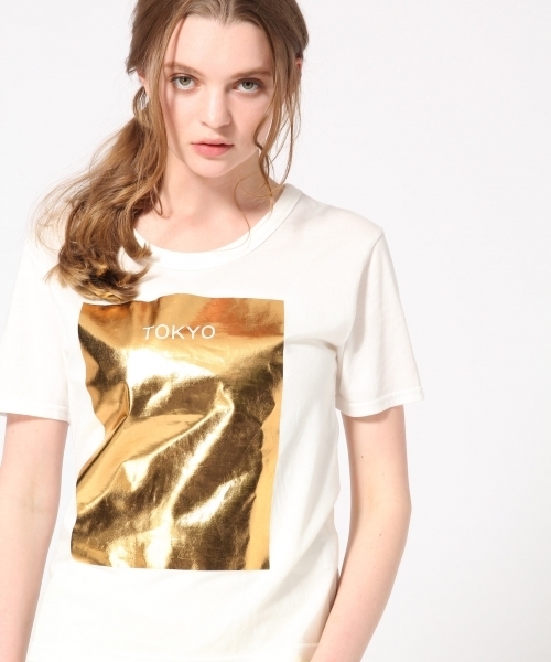 HARE(ハレ)の「スクエアハクプリントTEE(HARE)(Tシャツ/カットソー・レディース・ブラック/ホワイト・FREE)」の1枚目の写真