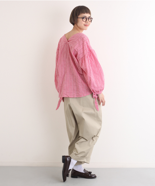 MERLOT（メルロー）の「ギンガムバルーン袖トップス4879（その他トップス・レディース・ネイビー/レッド/ブラック・FREE）」の13枚目の写真