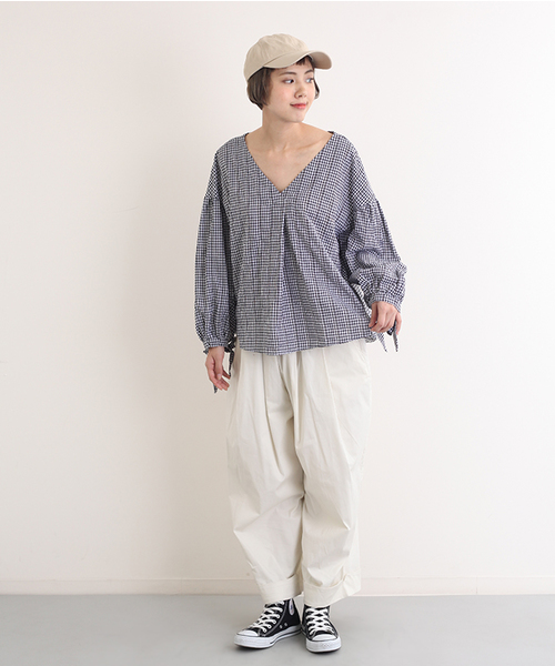 MERLOT（メルロー）の「ギンガムバルーン袖トップス4879（その他トップス・レディース・ネイビー/レッド/ブラック・FREE）」の15枚目の写真