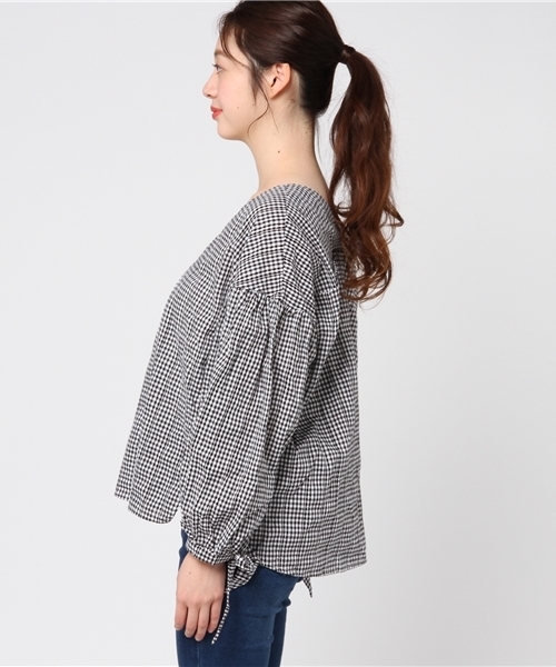 MERLOT（メルロー）の「ギンガムバルーン袖トップス4879（その他トップス・レディース・ネイビー/レッド/ブラック・FREE）」の5枚目の写真